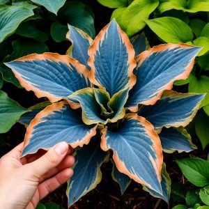 Хоста Океан Вью купить по цене от 960р. в интернет-магазине «Посадика» с доставкой почтой в в Орлове и по всей России – [изображение №1].